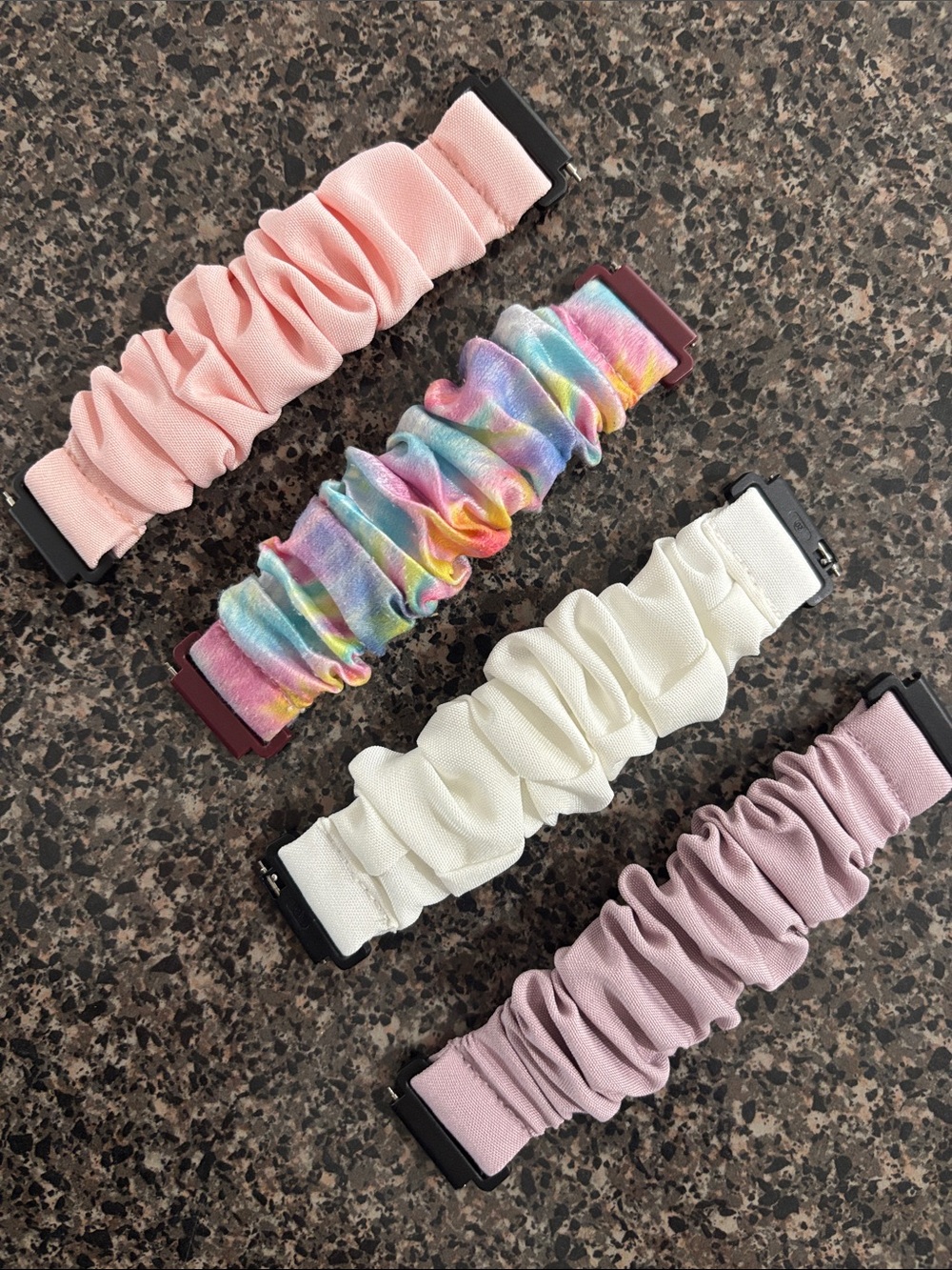 Kids Scrunchie Watch Band Set - Pastel Pink, Rainbow, Cream, Lavender